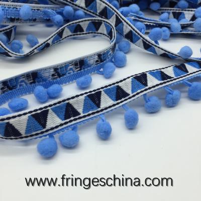 China Machine producing OEM wholesale beautiful fabric drapery trimmings beaded pom pom fringes for sale