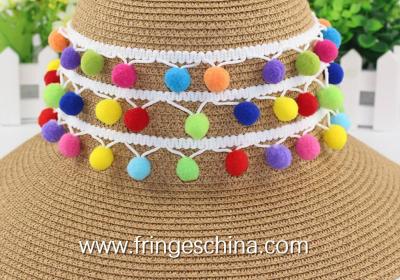 China Machine producing OEM wholesale beautiful fabric drapery trimmings beaded pom pom fringes for sale