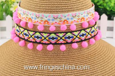 China Machine producing OEM wholesale beautiful fabric drapery trimmings beaded pom pom fringes for sale