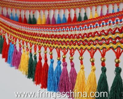 China Handmade fashionable chain beads lace tassels fringes for curtain/sofa/pillow/stage decoration for sale