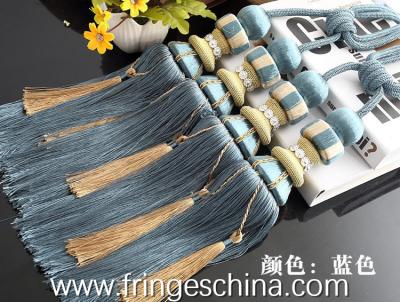 China Delicate custom long tassel fringe trimming for curtain attractive tieback hanging ball for sale