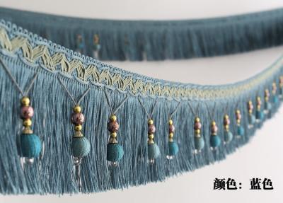 China Handmade fashionable chain beads lace tassels fringes for curtain/sofa/pillow/stage decoration for sale