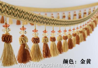 China Handmade fashionable chain beads lace tassels fringes for curtain/sofa/pillow/stage decoration for sale