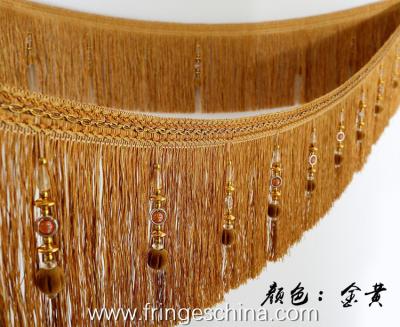 China Handmade fashionable chain beads lace tassels fringes for curtain/sofa/pillow/stage decoration for sale