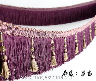 China Handmade fashionable chain beads lace tassels fringes for curtain/sofa/pillow/stage decoration for sale