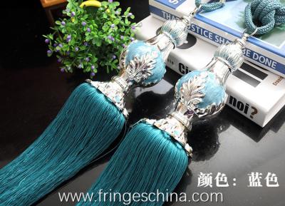 China Delicate custom long tassel fringe trimming for curtain attractive tieback hanging ball for sale