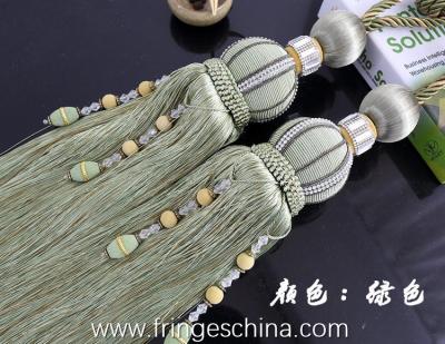 China Delicate custom long tassel fringe trimming for curtain attractive tieback hanging ball for sale