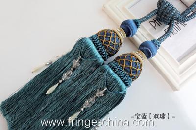 China Delicate custom long tassel fringe trimming for curtain attractive tieback hanging ball for sale