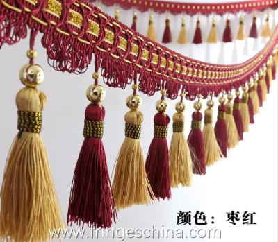 China Handmade fashionable chain beads lace tassels fringes for curtain/sofa/pillow/stage decoration for sale