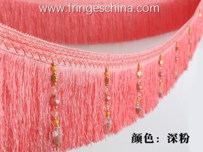 China Handmade fashionable chain beads lace tassels fringes for curtain/sofa/pillow/stage decoration for sale