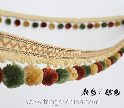 China Machine producing OEM wholesale beautiful trimmings beaded pom pom fringes for sale