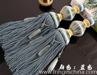 China Delicate custom long tassel fringe trimming for curtain attractive tieback hanging ball for sale