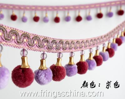 China Machine producing OEM wholesale beautiful trimmings beaded pom pom fringes for sale