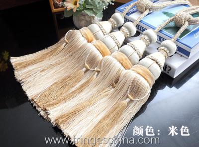 China Delicate custom long tassel fringe trimming for curtain attractive tieback hanging ball for sale