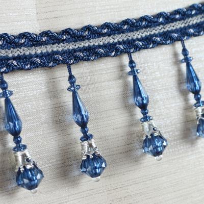 China Handmade fashionable chain beads lace tassels fringes for curtain/sofa/pillow decoration for sale