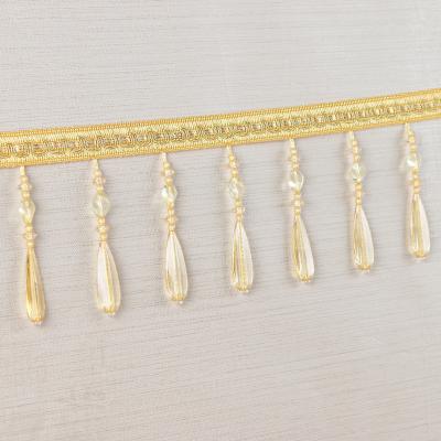 China Handmade fashionable chain beads lace tassels fringes for curtain/sofa/pillow decoration for sale