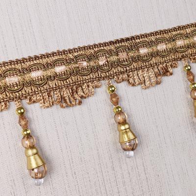 China Handmade fashionable chain beads lace tassels fringes for curtain/sofa/pillow decoration for sale