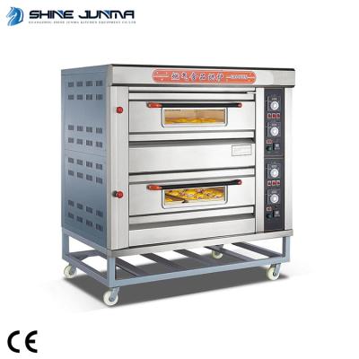 China Hotels Factory Wholesale 2 Deck 4 Tray Electric Stainless Steel Gas Commercial Pizza Oven for sale