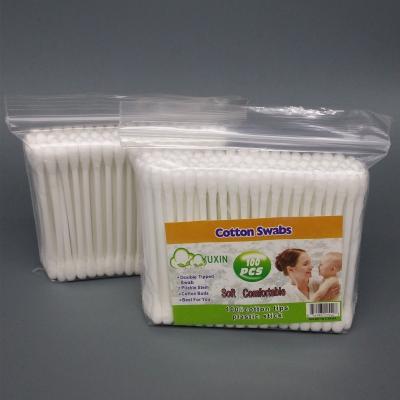 China Household Household Cotton Swabs For Ear Cleaning Poly Bag 100pcs for sale