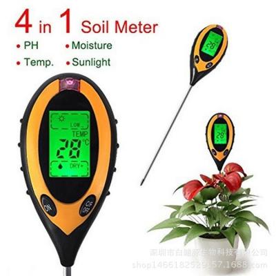 China Soil pH Test 4 In 1 High Accuracy LCD Digital Display Soil Tester Temperature And Humidity Meter PH Test For Garden Plants And Barbs for sale