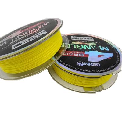 China Float Marker Benmo Superpower 4 Braided Fishing Line 100m Fluo Strands Yellow PE (20-45 lbs) for sale