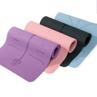 China Non-slip monochromatic tape yoga mat environmental protection sports fitness yoga mat factory wholesale for sale