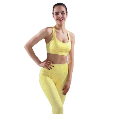 China QUICK DRY Two Piece Polyester Spandex Gym Suit Sportswear Plus Size Women Breathable Yoga Suit for sale