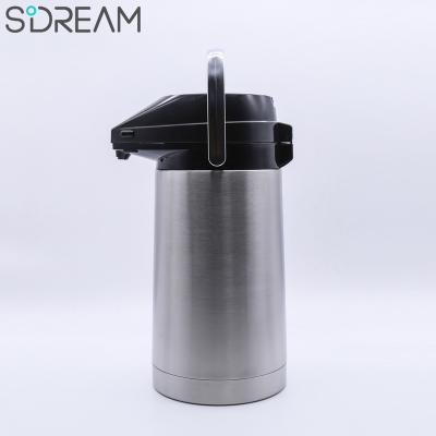 China Sustainable 2500ml stainless steel insulated pumping airpot thermos flasks with pump for sale