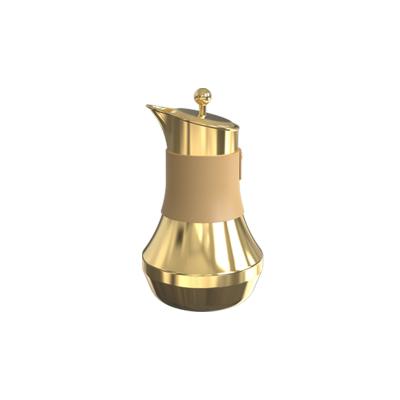 China PORTABLE Nice Gold Coffee pot with leather cover stainless steel coffee pot long time heating kettle teapot for sale