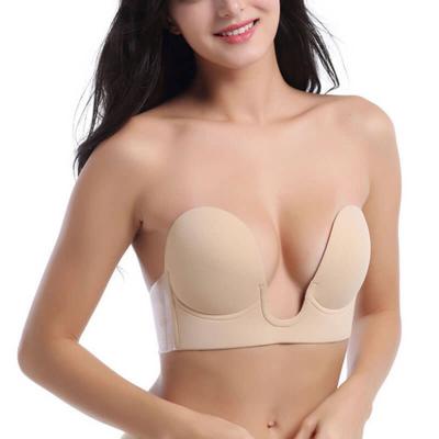 China Women's Strapless Underwear Deep Plunge Bra Push Up Low Cut Seamless Wireless Bra For Women Bra for sale