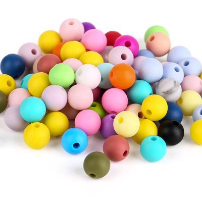 China BPA Free Diy Baby Food Grade Teether Ring 19mm 15mm Round New Teether Bpa Free Chew Silicone Beads Wholesale for sale