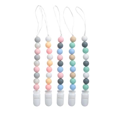 China Baby teether baby bpa free dummy food grade diy silicone teething chain 12mm BPA beads pacifier clip for sale