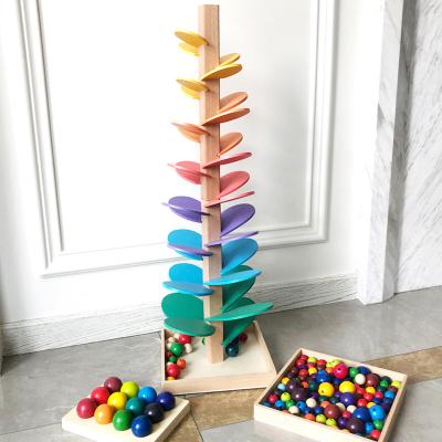 China Eco-friendly Rock Material Eco-friendly Children Educational Kids Educational Montessori Playhouse Classroom Game Petal Tree Track Wooden Toys for sale