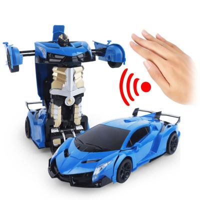 China 1:14 Large RC Hobby LED Gesture Induction RC Deformation Robot Car Transformation Robot Remote Control Car For Kids for sale