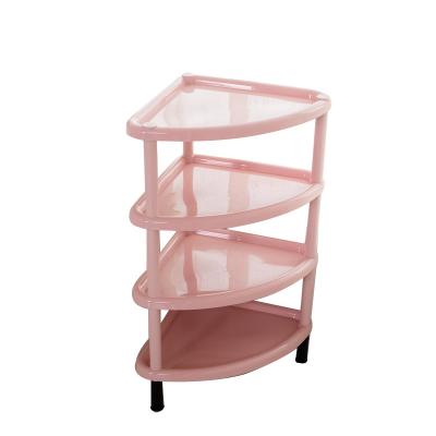 China Sustainable storage rack Plastic four-layer color shelving for sale