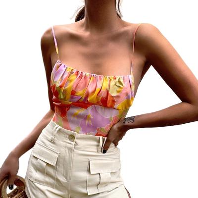 China QUICK DRY printed sexy cropped women's crop tops summer polyester sleeveless tank tops for sale