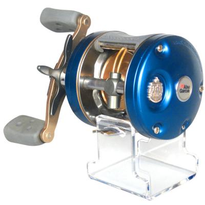 China Handmade Drum Frame Acrylic Shelf Holder Display Reel Baitcasting Fishing Fish Reel Holder for sale