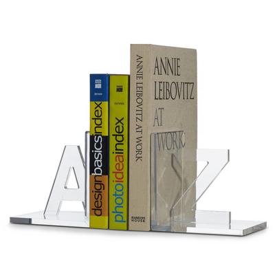 China Clear Modern Initials Handmade Customized Acrylic Bookends Pair for sale