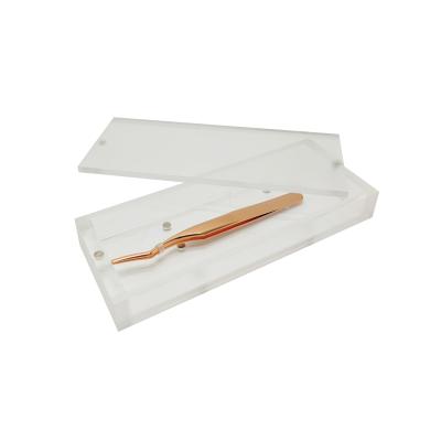 China Handmade Marble Tweezer Holder With Magnetic Tweezer Case Lid Acrylic Wick Eyelash Tweezers Stand for sale