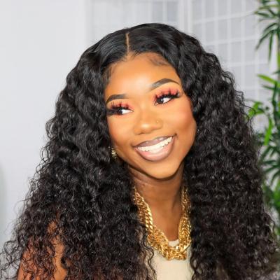 China Glueless Wigs with 4 Combs (Two Sides & Front & Back). Manufacturer Wholesale Deep Wave HD Lace Front Wigs With Baby Hair Indian Virgin Hair Glueless Frontal Wig For Black Woman for sale