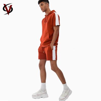 China Guanghzou V&S Custom Mens Short Sleeve Summer Tracksuits With Side Stripe for sale