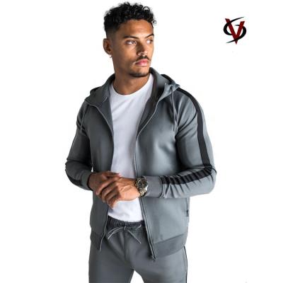 China V&S Clothing Oem Plain Sport Wear Sweatsuit Cotton Hoodies Set ZipperJogging Tracksuit for Men for sale