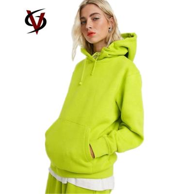 China Wholesale Custom Embroidered Logo Green Color Crew Neck 100% Cotton Sweatshirt Hoodies for Women for sale