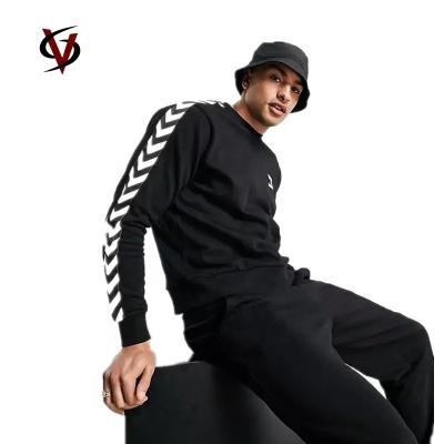 Κίνα Custom Irregular Pattern Stripes Regular Fit Long Sleeves Crew Neck Black Hoodies Sweatshirt for Men προς πώληση