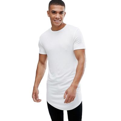 China Longline Oversized T Shirt Mens Fashion Short Sleeve Extended Long Curved Hem T Shirt for sale