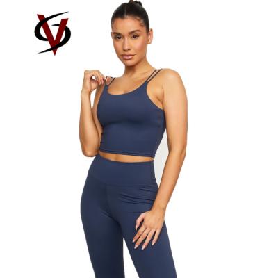 China Custom Logo Breathable Tracksuit Gym Wear Sport Fitness Tracksuits Women's Joggers Track Set in Navy Blue for sale