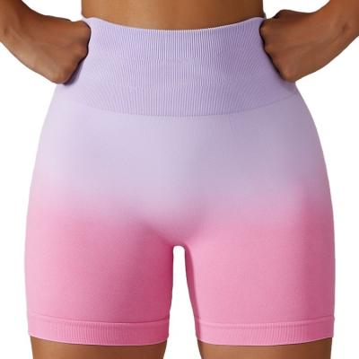 China Gradient Seamless Biker Shorts Breathable Tight Sports Shorts Women's High Waist Elastic Hip Lift Fitness Yoga Short for sale