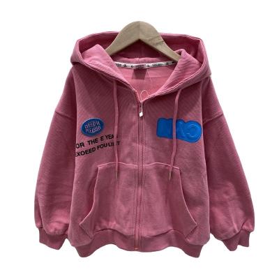 China Hot Selling Girls Anti-wrinkle Hoodie Knitted Hoodie Pullover Zipper Embroidered Letter Children's Jacket Children's Wear Spring for sale