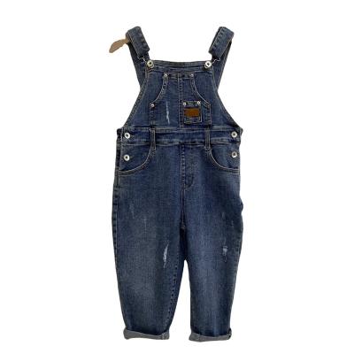 China Anti-wrinkle spring 2022 new children's jeans jumpsuits Korean version of high waist casual one-piece jeans jumpsuits for sale