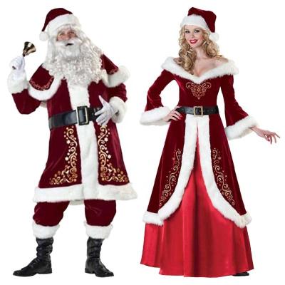 China Promotional Advertising Fancy Dress Christmas Santa Claus Costume Halloween Costume Gifts Santa Velvet Costume Clothes Adult Red Festival Women Cosplay for sale